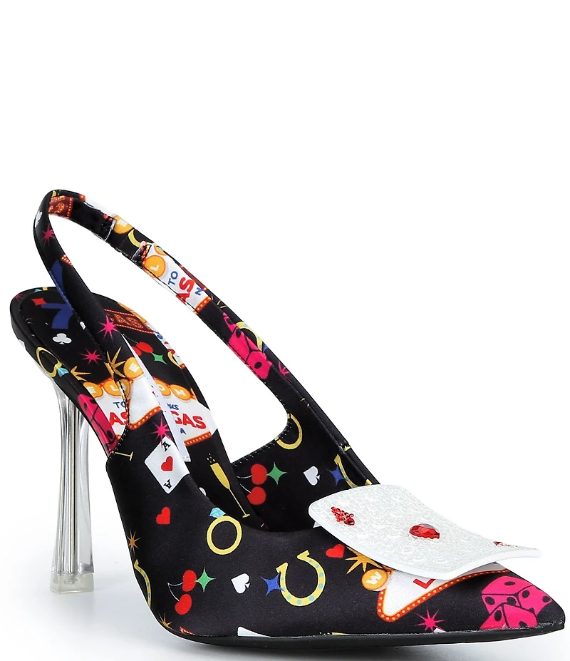 Gianni Bini Pokerface Casino Print Mismatch Stiletto Dress Pumps