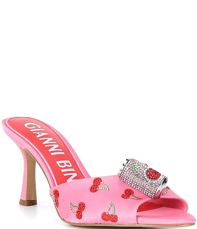 Gianni Bini Popz Two Cherry Soda Rhinestone Embellished Dress Slide Sandals