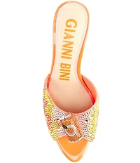 Gianni Bini Popz Three Orange Soda Rhinestone Dress Slide Sandals