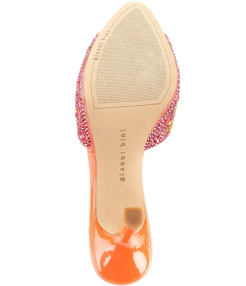 Gianni Bini Popz Three Orange Soda Rhinestone Dress Slide Sandals