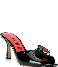 Gianni Bini Popz Rhinestone Cherry Soda Patent Dress Slide Sandals