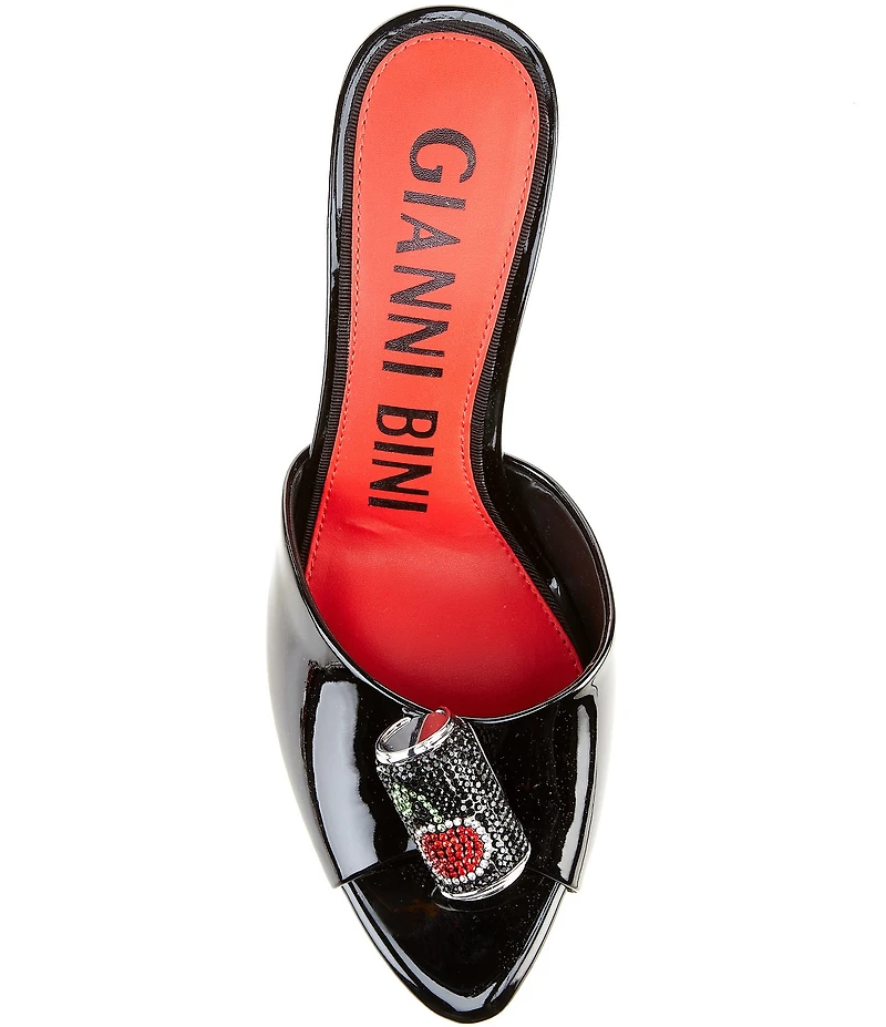 Gianni Bini Popz Rhinestone Cherry Soda Patent Dress Slide Sandals