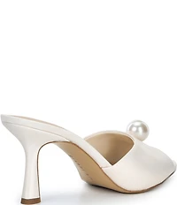 Gianni Bini Preston Satin Pearl Ornamented Dress Slide Sandals