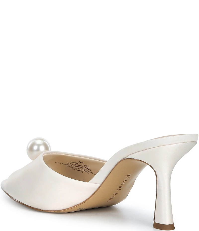 Gianni Bini Preston Satin Pearl Ornamented Dress Slide Sandals