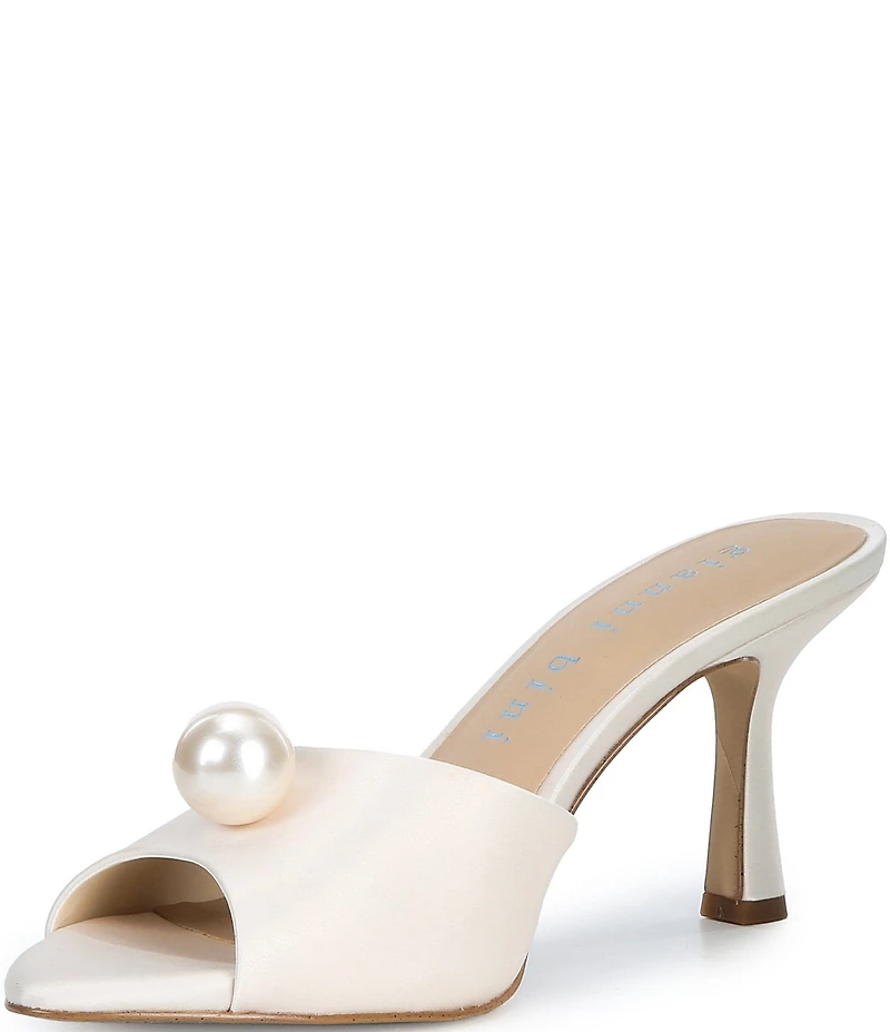 Gianni Bini Preston Satin Pearl Ornamented Dress Slide Sandals