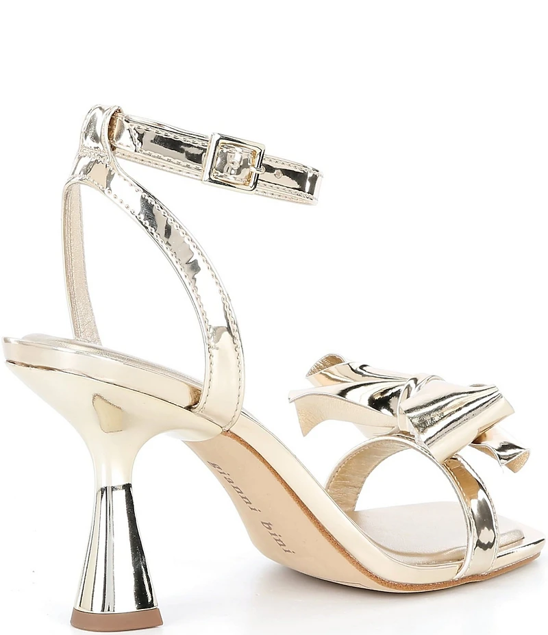 Gianni Bini Ransley Mirror Metallic Bow Square Toe Dress Sandals