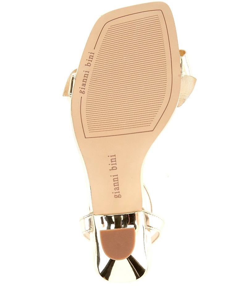 Gianni Bini Ransley Mirror Metallic Bow Square Toe Dress Sandals