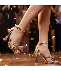 Gianni Bini Ransley Mirror Metallic Bow Square Toe Dress Sandals