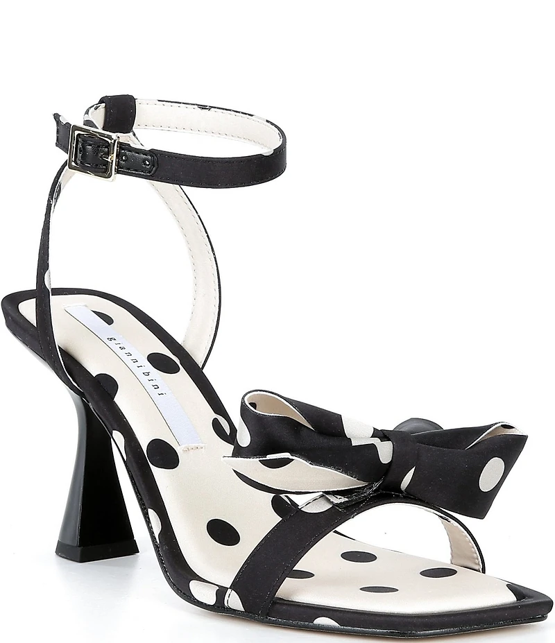 Gianni Bini Ransley Polka Dot Satin Bow Square Toe Dress Sandals