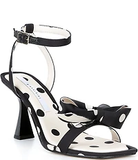 Gianni Bini Ransley Polka Dot Satin Bow Square Toe Dress Sandals