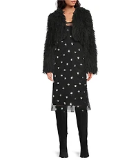 Gianni Bini Raya Faux Fur Long Sleeve Jacket