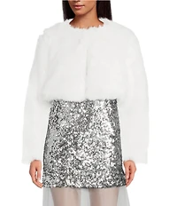 Gianni Bini Raya Faux Fur Long Sleeve Jacket