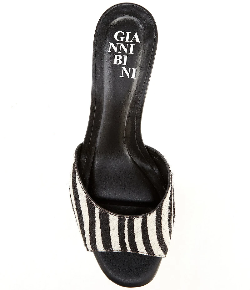 Gianni Bini Reaves Two Zebra Print Haircalf Slide Sandals