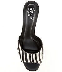 Gianni Bini Reaves Two Zebra Print Haircalf Slide Sandals