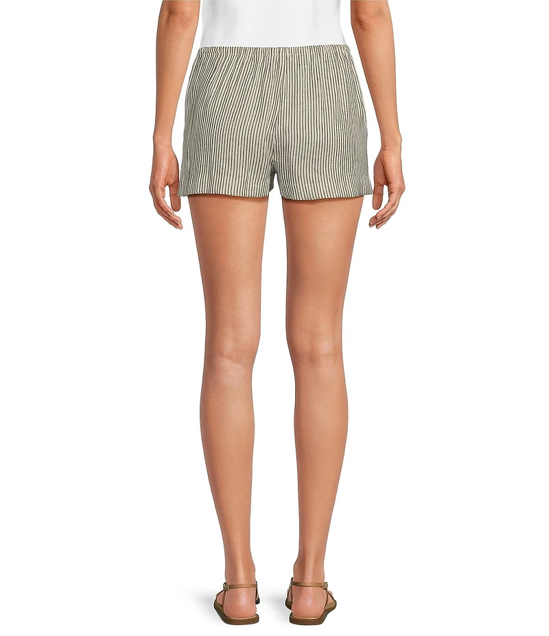Gianni Bini Renee Stripe Print Linen Drawstring Shorts