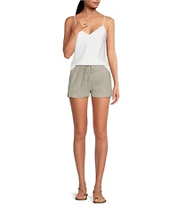 Gianni Bini Renee Stripe Print Linen Drawstring Shorts