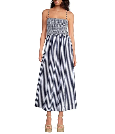Gianni Bini Renee Stripe Smocked Square Neck Dress