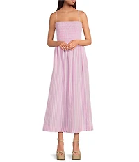 Gianni Bini Renee Stripe Smocked Square Neck Dress