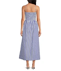 Gianni Bini Renee Stripe Smocked Square Neck Dress