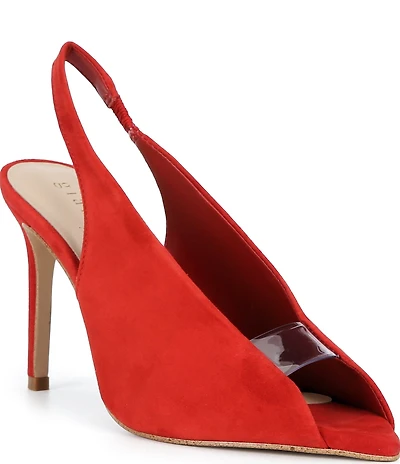 Gianni Bini Renton Suede Open Toe Slingback Heels