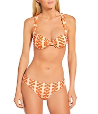 Gianni Bini Retro Fille Textured Pique Ruched Demi Underwire Bralette Swim Top