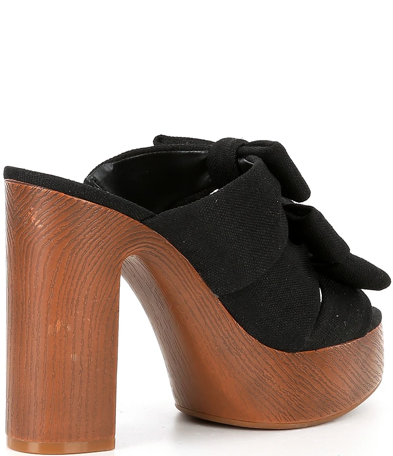 Gianni Bini Rhodes Linen Bow Detail Block Heel Platform Slide Sandals
