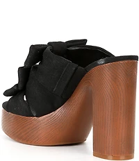 Gianni Bini Rhodes Linen Bow Detail Block Heel Platform Slide Sandals