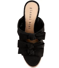 Gianni Bini Rhodes Linen Bow Detail Block Heel Platform Slide Sandals
