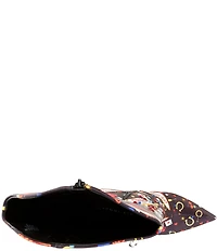 Gianni Bini Risky Casino Print Embellished Martini Heel Dress Boots