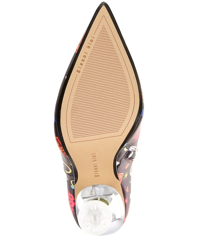 Gianni Bini Risky Casino Print Embellished Martini Heel Dress Boots