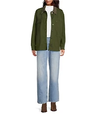 Gianni Bini Rose Suede Collared Canvas Barn Jacket