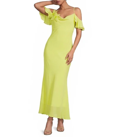 Gianni Bini Rosemary Sweetheart Neckline Floral Applique Off The Shoulder Gown