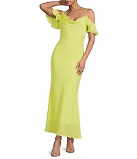 Gianni Bini Rosemary Sweetheart Neckline Floral Applique Off The Shoulder Gown