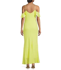 Gianni Bini Rosemary Sweetheart Neckline Floral Applique Off The Shoulder Gown