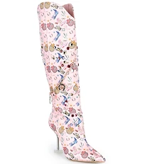 Gianni Bini Rowdy Rodeo Print Embellished Martini Heel Dress Boots