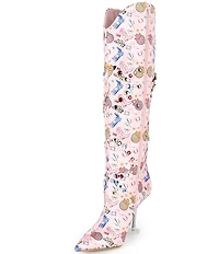 Gianni Bini Rowdy Rodeo Print Embellished Martini Heel Dress Boots