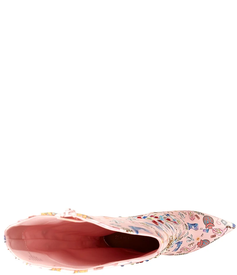 Gianni Bini Rowdy Rodeo Print Embellished Martini Heel Dress Boots