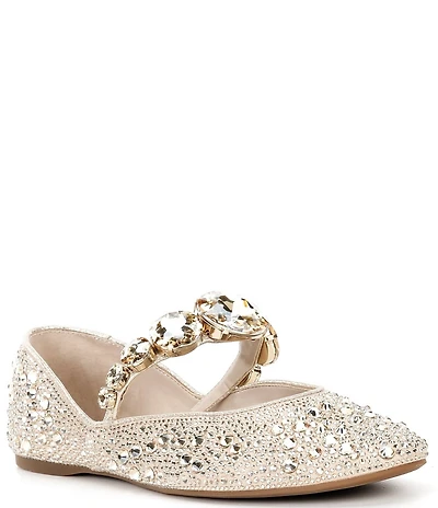 Gianni Bini Ryleah Rhinestone and Jewel Ornamented Mary Jane Strap Dress Flats