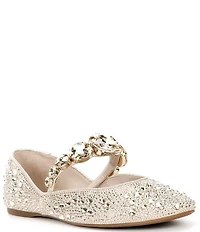 Gianni Bini Ryleah Rhinestone and Jewel Ornamented Mary Jane Strap Dress Flats