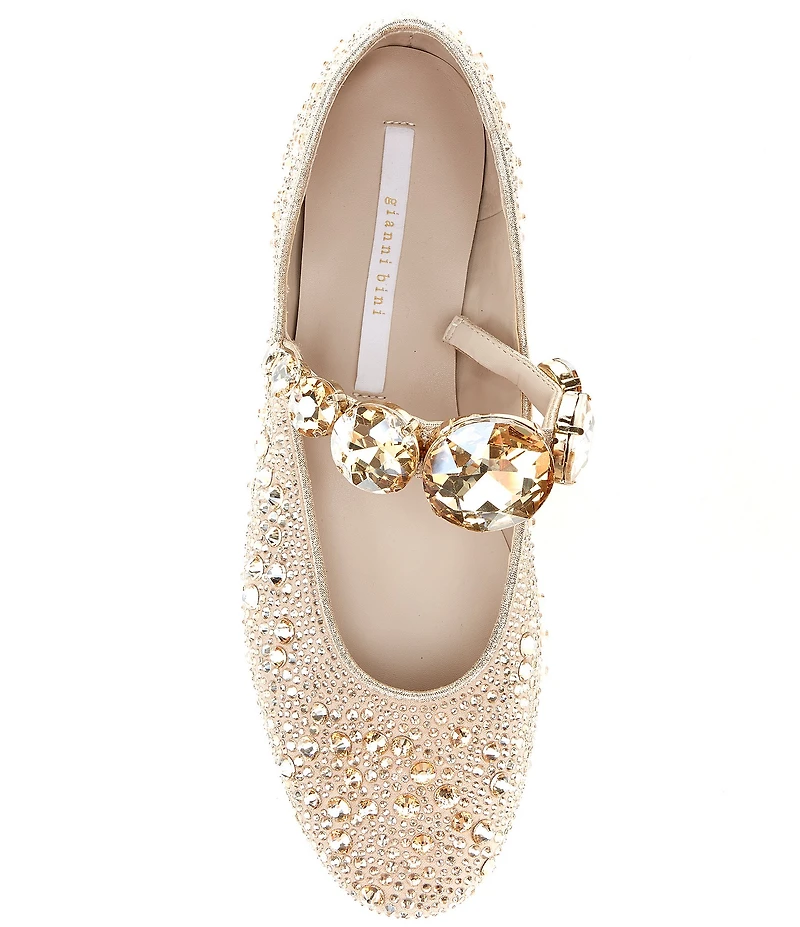 Gianni Bini Ryleah Rhinestone and Jewel Ornamented Mary Jane Strap Dress Flats