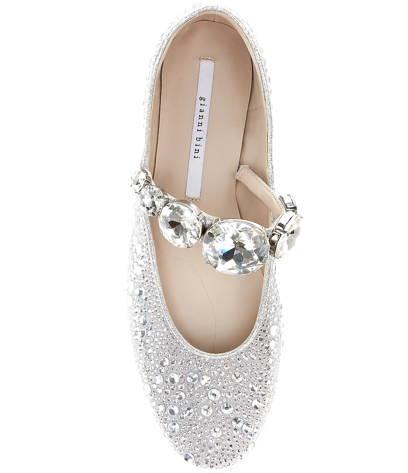 Gianni Bini Ryleah Rhinestone and Jewel Ornamented Mary Jane Strap Dress Flats