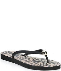 Gianni Bini Sachi Leopard Print Ornament Flip Flops