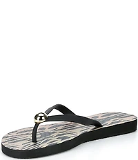 Gianni Bini Sachi Leopard Print Ornament Flip Flops