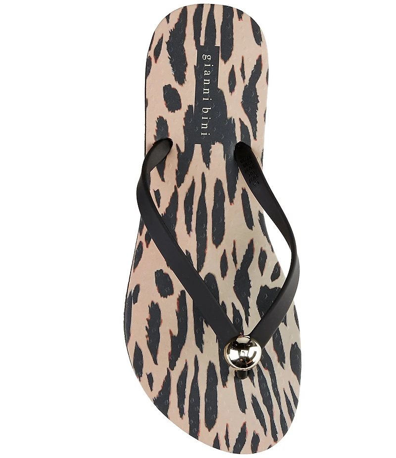 Gianni Bini Sachi Leopard Print Ornament Flip Flops