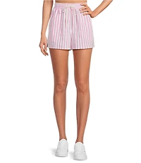 Gianni Bini Sam Woven Stripe Flat Front Coordinating Drawstring Short