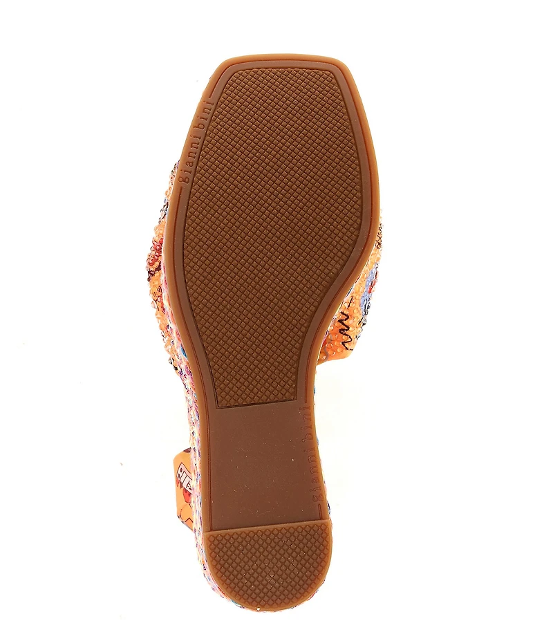 Gianni Bini Sanders Knotted Print Beaded Wedge Platform Sandals