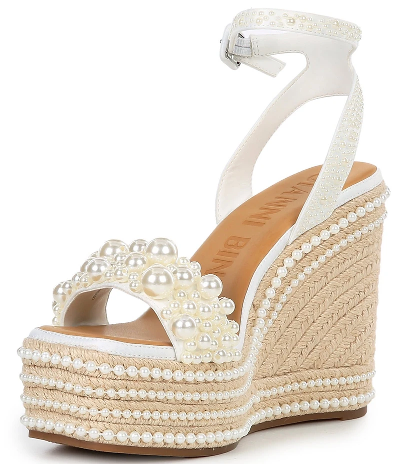 Gianni Bini Savanna Pearl Ornamented Platform Wedge Sandals
