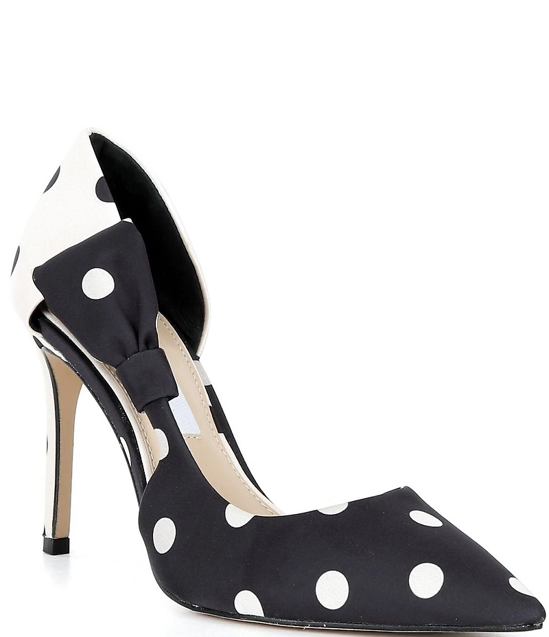 Gianni Bini Sawyer Polka Dot Satin Bow Pointed Toe Pumps