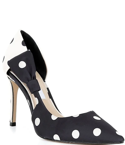 Gianni Bini Sawyer Polka Dot Satin Bow Pointed Toe Pumps