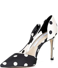 Gianni Bini Sawyer Polka Dot Satin Bow Pointed Toe Pumps